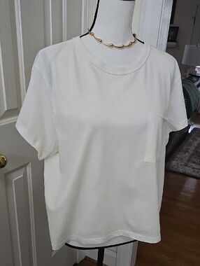 ARIZONA JEAN CO BRAND WOMEN'S JUNIOR PLUS SIZE CREAM SHORT SLEEVES CROP TEE XXL